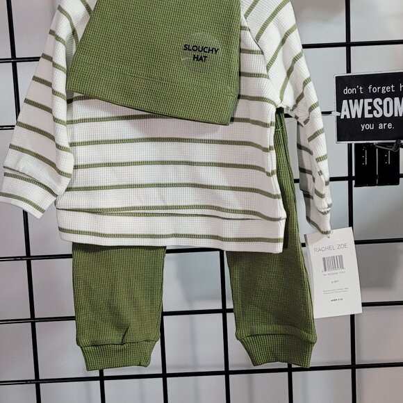 Rz Unisex Baby Rachel Zoe 3 Piece Set 6-9 Months Slouchy Hat Top Pants Olive - Picture 4 of 14